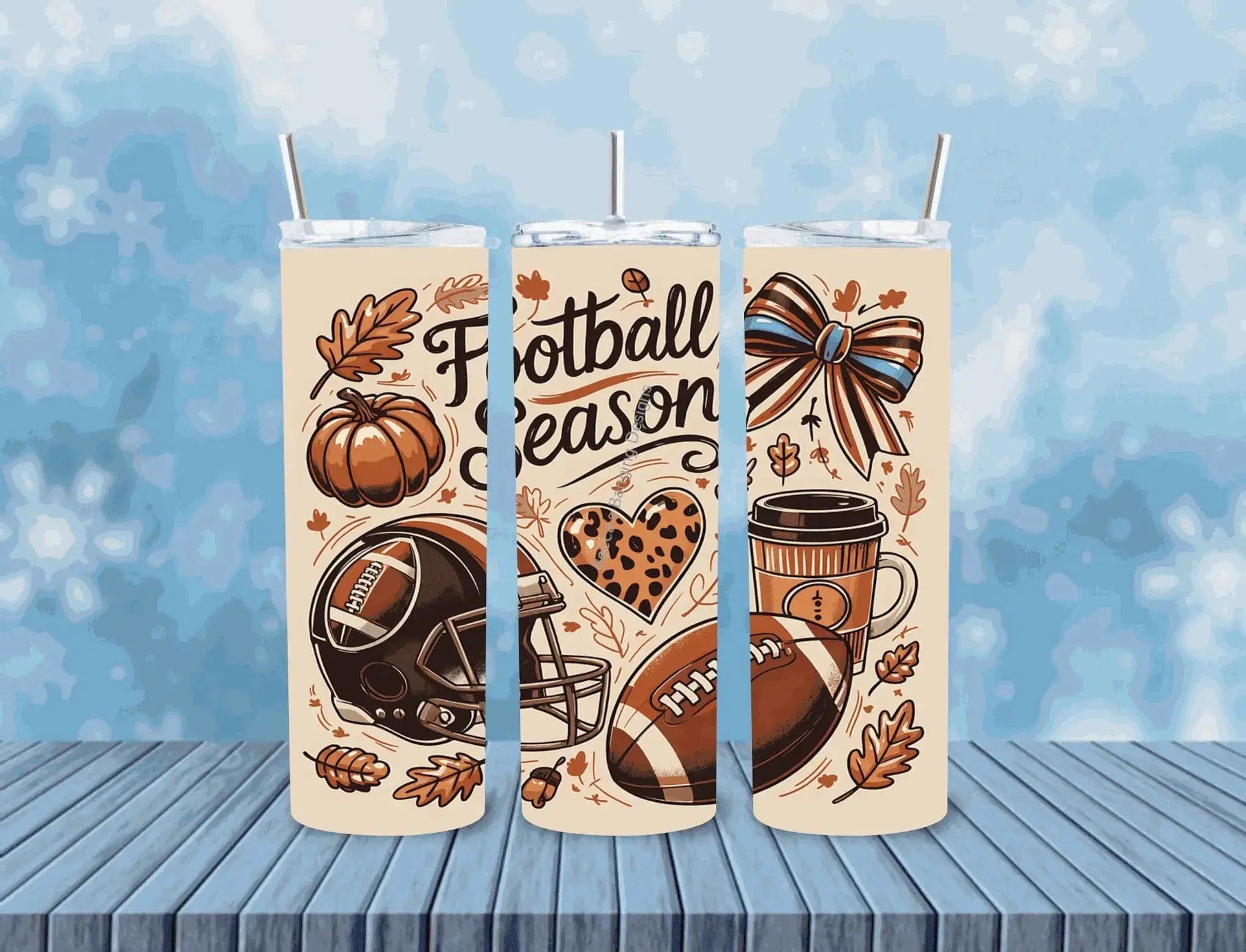 Tumbler Football Season Tumbler | Pumpkin Spice Coffee Cup | 20oz Skinny Drinkware