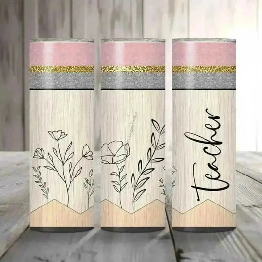 Tumbler Modern Teacher Tumbler with Floral Design | Elegant 20oz Insulated Cup
