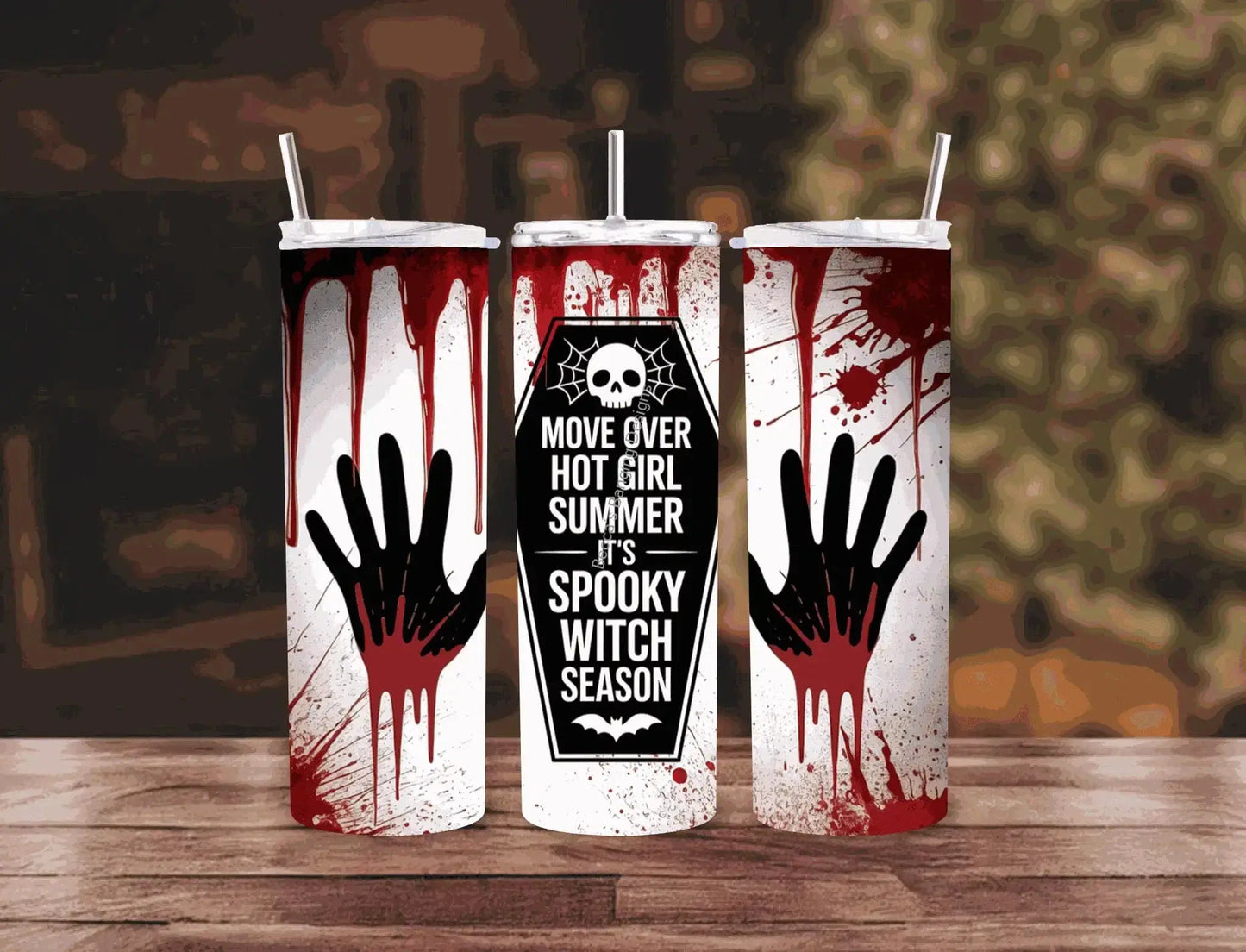 Tumbler Spooky Witch Season Tumbler | Spooky Season Tumbler with Horror Blood Splatter Design