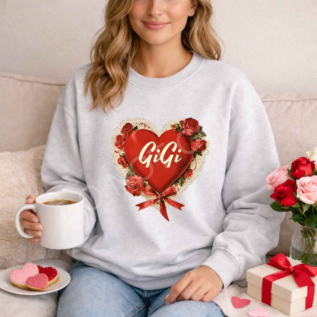 Vintage Heart Family Name Sweatshirt | Mama, Nana, Gigi, Auntie & More - Becca's Banging Designs