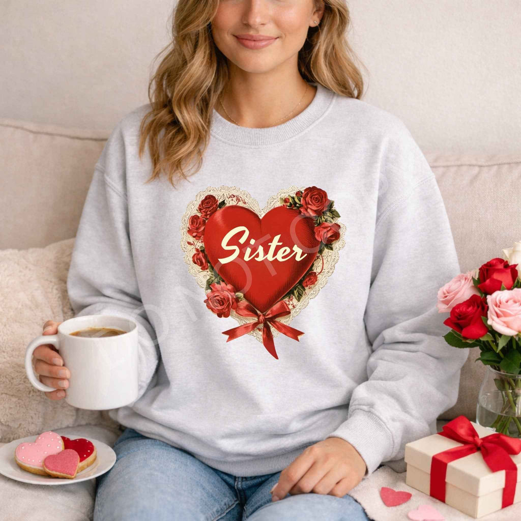 Vintage Heart Family Name Sweatshirt | Mama, Nana, Gigi, Auntie & More - Becca's Banging Designs